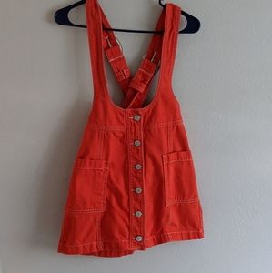 Forever 21 Bright Red Overall Mini Dress